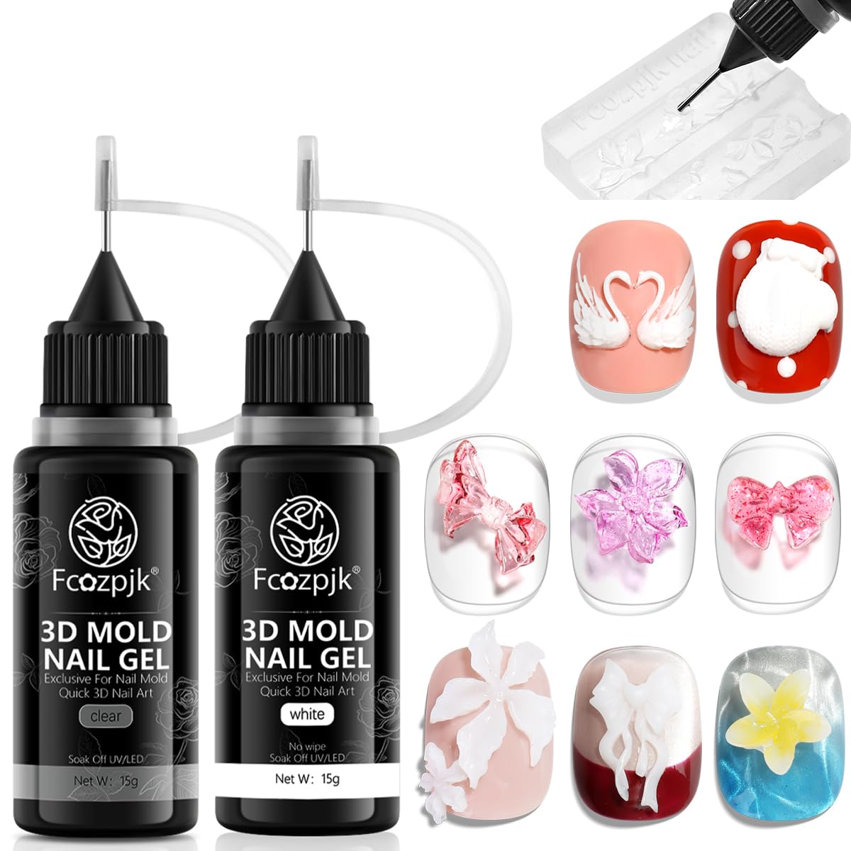 3D sculpting gel for nail charms – Clear & White Duo