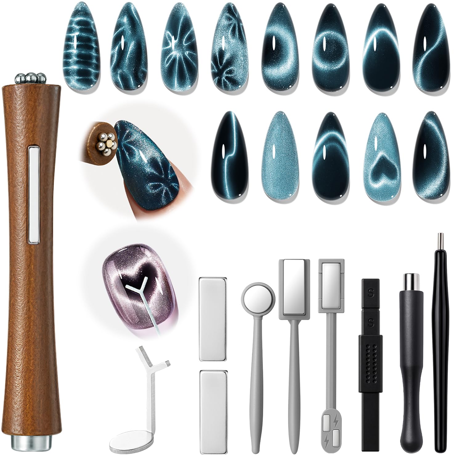 Cat Eye Magnet Set for Gel Nails — 10-Shape Portable Kit