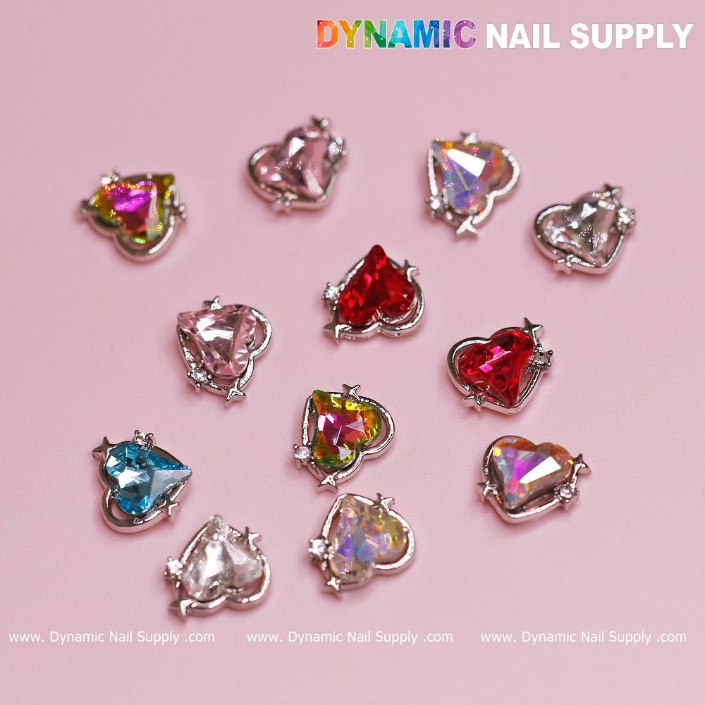 Salon Routine for Multi-Color Heart Nail Charms